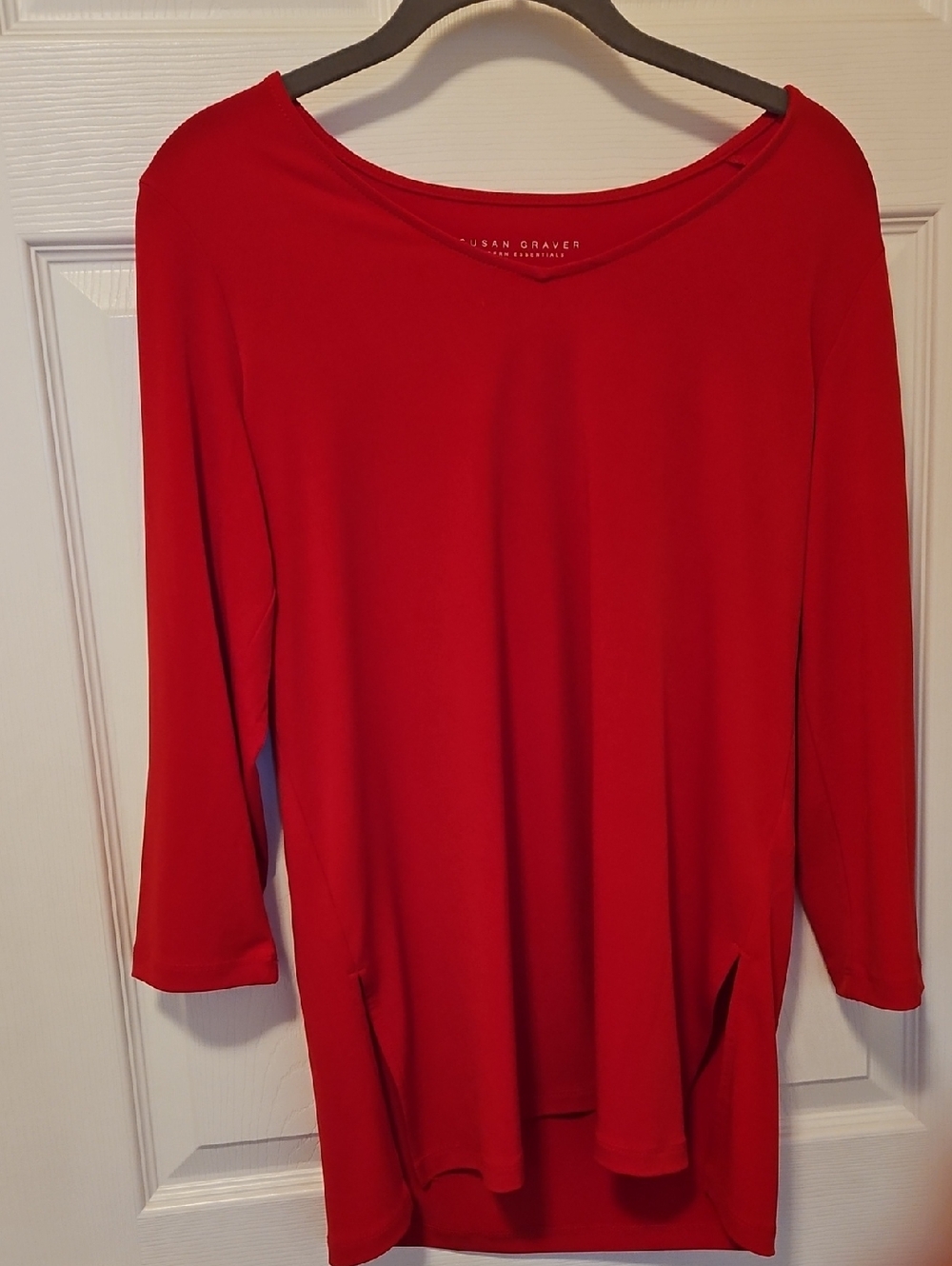 Susan Graver Red Long Sleeve Tunic Top